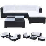 vidaXL Salon de jardin 5 Pièces avec coussins résine tressée noir