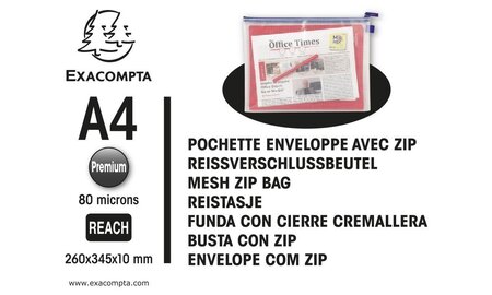 Pochette enveloppe transparente avec zip - A4 maxi EXACOMPTA