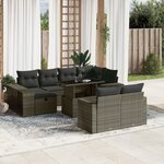 vidaXL Salon de jardin 11 Pièces avec coussins gris résine tressée