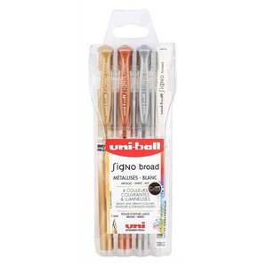Stylo roller à encre gel SIGNO broad UM-153 étui de 4 UNI-BALL