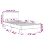 vidaXL Cadre de lit chêne marron 90x200 cm bois d'ingénierie et métal