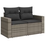 Ensemble de canapé de jardin 8 pièces avec coussins gris poly rattan