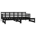 vidaXL Lit coulissant Noir Bois de pin massif 2x(90x200) cm