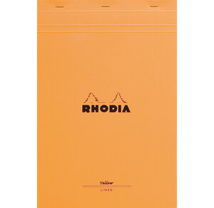 Bloc ORANGE 21x31 8cm Jaune 80F agrafées 80g ligné + marge RHODIA