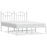 vidaXL Cadre de lit métal avec tête de lit blanc 135x190 cm