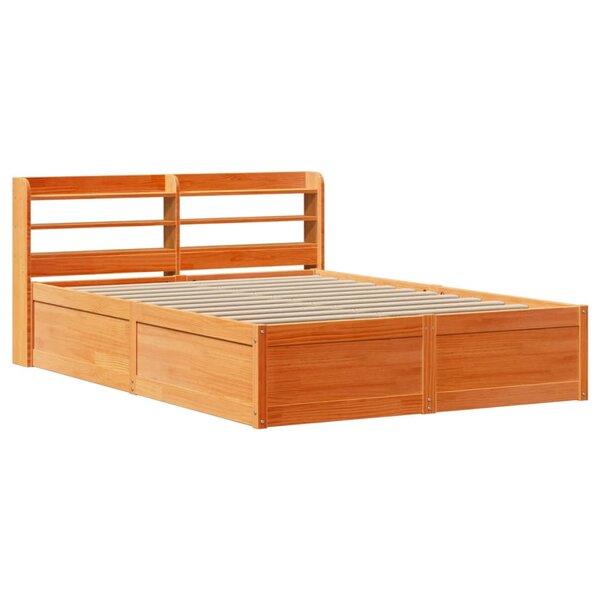 vidaXL Cadre de lit avec tête de lit cire marron 120x190cm bois de pin