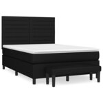 vidaXL Sommier à lattes de lit avec matelas Noir 140x200 cm Tissu
