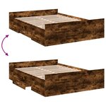 vidaXL Cadre de lit et tiroirs chêne fumé 140x190 cm bois d'ingénierie
