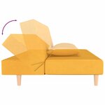 vidaXL Canapé-lit à 2 places avec deux oreillers jaune tissu