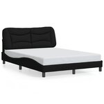 vidaXL Cadre de lit avec tête de lit Noir 120x200 cm Tissu