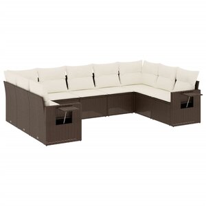 vidaXL Salon de jardin avec coussins 9 Pièces marron résine tressée