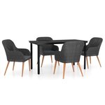 vidaXL Ensemble de salle à manger de jardin avec coussins 5 Pièces Noir