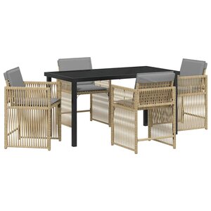 vidaXL Ensemble de salle à manger pour jardin 5 Pièces Beige polyrotin