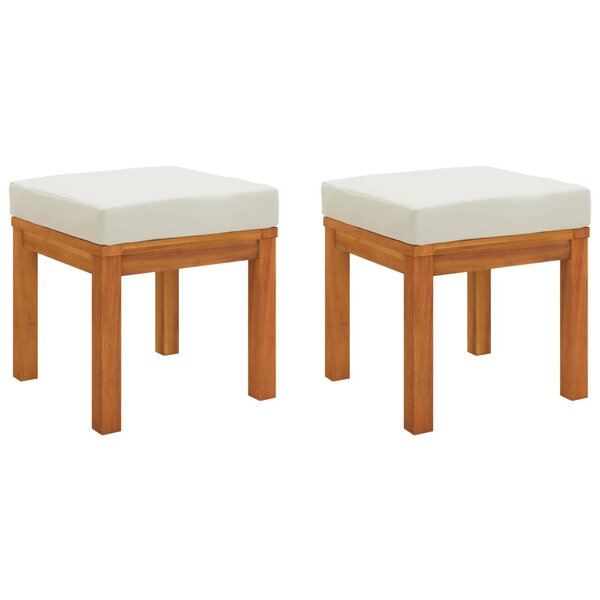 vidaXL Tabourets de jardin et coussins lot de 2 Acacia solide