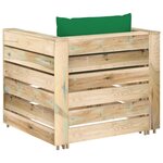 vidaXL Salon de jardin 2 Pièces avec coussins Bois imprégné de vert