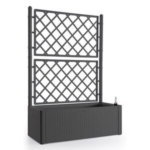 STEFANPLAST Bac a fleurs rectangulaire Natural Deluxe avec treillis - 100 x 43 x H 142 cm - 90 + 6,5 L dans la réserve - Anthracite