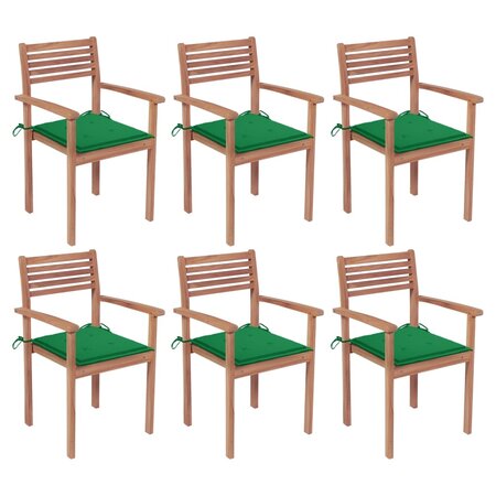 vidaXL Chaises de jardin empilables avec coussins lot de 6 Teck solide