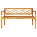 vidaXL Banc Batavia 123 cm Bois d'acajou massif Marron clair