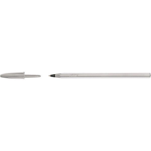 Stylo bille cristal shine pte moyenne 1 mm noir corps argent x 20 bic