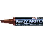 Marqueur tableaux blancs maxiflo  pointe biseautée moyenne  marron x 12 pentel