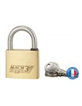 THIRARD - Cadenas à clé Mach 3  laiton  extérieur  anse acier  50mm  2 clés