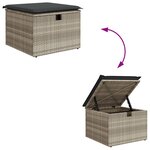 vidaXL Tabouret de jardin coussin gris clair 55x55x37cm résine tressée