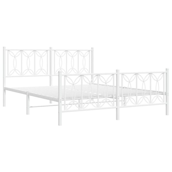 vidaXL Cadre de lit métal avec tête de lit/pied de lit blanc 150x200cm