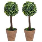 vidaXL Plantes de buis artificiel 2 Pièces avec pots Boule Vert 56 cm