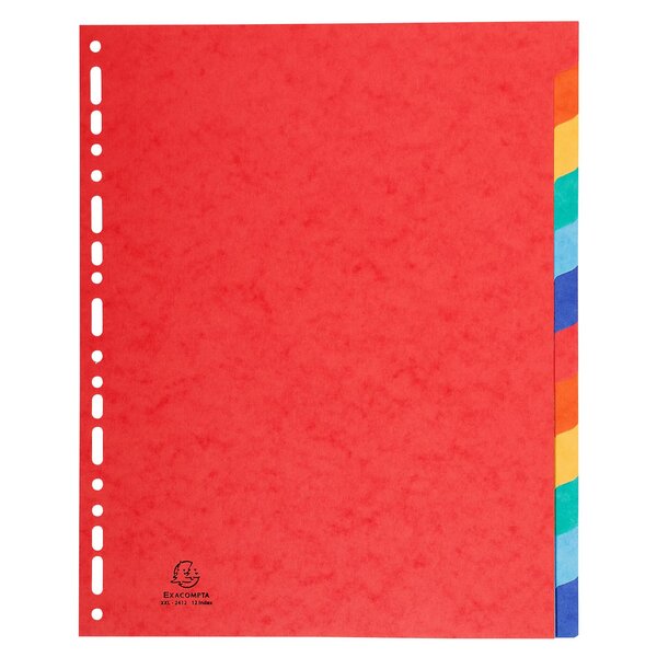 Intercalaires Carte Lustrée 400g 12 Positions - A4 Maxi - Couleurs Assorties - X 15 - Exacompta