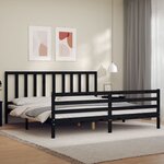 vidaXL Cadre de lit avec tête de lit noir 200x200 cm bois massif