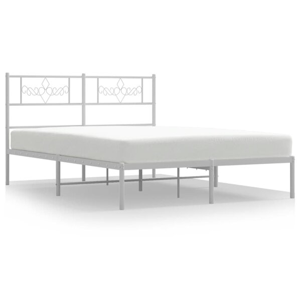 vidaXL Cadre de lit métal avec tête de lit blanc 140x200 cm