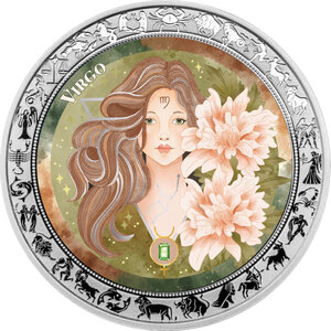 Monnaie VIRGO Aquarelle Zodiac 1 Oz Argent 5 Cedis Ghana 2026 (PRÉCOMMANDE)