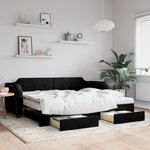 vidaXL Lit de jour avec gigogne et tiroirs noir 80x200 cm tissu