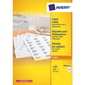 Boîte de 2400 étiquettes copieur coins carrés 70X36 mm Blanc AVERY
