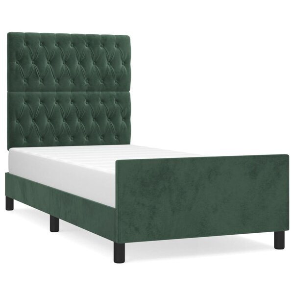 vidaXL Cadre de lit avec tête de lit Vert foncé 90x200 cm Velours