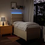 vidaXL Sommier à lattes de lit et matelas Crème 90x190 cm Tissu