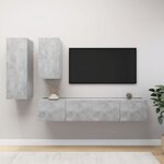 vidaXL Ensemble de meubles TV 4 Pièces Gris béton Bois d'ingénierie