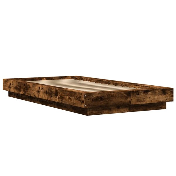 vidaXL Cadre de lit avec lumières LED chêne fumé 90x200 cm