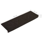 vidaXL Tapis d'escalier 15 Pièces Tissu aiguilleté 65x21x4cm Marron foncé