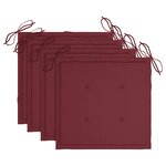 vidaXL Chaises de jardin avec coussins rouge bordeaux lot de 4 Teck