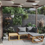vidaXL Salon de jardin 4 Pièces avec coussin Bois d'acacia solide