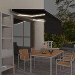 vidaXL Auvent manuel rétractable et store et LED 3x2 5 m Anthracite