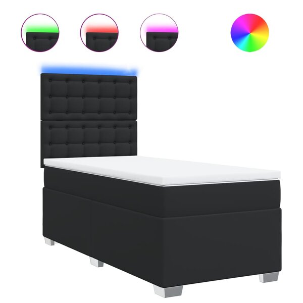 vidaXL Sommier à lattes de lit avec matelas Noir 90x200 cm Similicuir