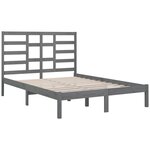 vidaXL Cadre de lit Gris Bois massif 135x190 cm Double