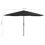 vidaXL Parasol d'extérieur avec mât en métal 390 cm noir