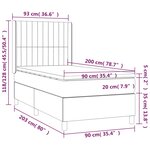 vidaXL Sommier à lattes de lit matelas LED Gris clair 90x200cm Tissu
