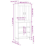 vidaXL Buffet haut Sonoma gris 69 5x34x180 cm Bois d'ingénierie
