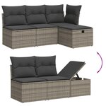 vidaXL Salon de jardin avec coussins 7 Pièces gris résine tressée