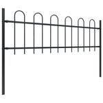 vidaXL Clôture de jardin avec dessus en cerceau Acier 1 7 m Noir