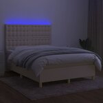 vidaXL Sommier à lattes de lit et matelas et LED Crème 140x200cm Tissu